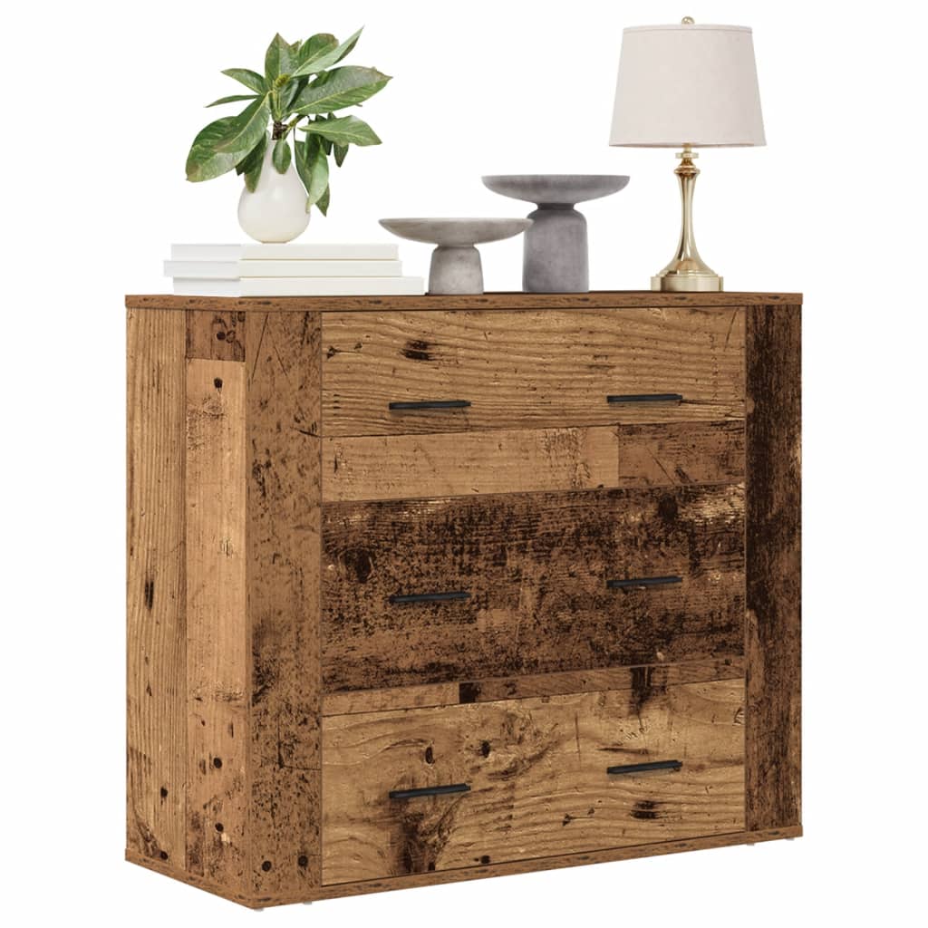Dressoir 80x33x70 cm bewerkt hout oud houtkleurig