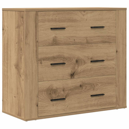 Dressoir 80x33x70 cm bewerkt hout artisanaal eikenkleurig