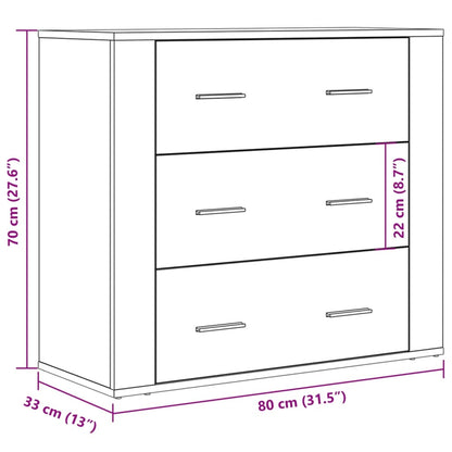Dressoir 80x33x70 cm bewerkt hout artisanaal eikenkleurig