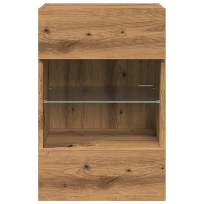 Tv-wandmeubels met LED 2 st 40x30x60,5 cm artisanaal eikenkleur
