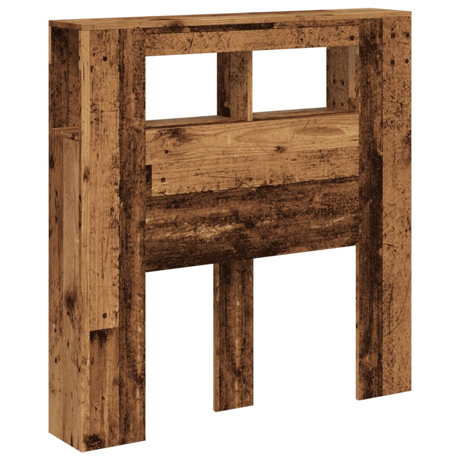 Hoofdeinde met LED 100x18,5x103,5 cm bewerkt hout oud hout