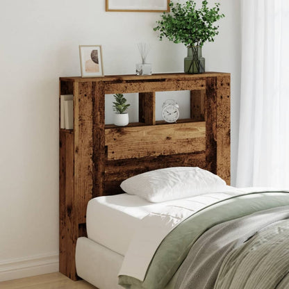 Hoofdeinde met LED 100x18,5x103,5 cm bewerkt hout oud hout