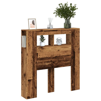 Hoofdeinde met LED 100x18,5x103,5 cm bewerkt hout oud hout