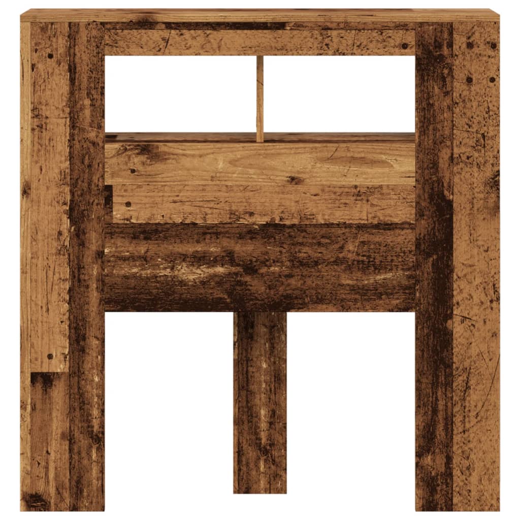 Hoofdeinde met LED 100x18,5x103,5 cm bewerkt hout oud hout