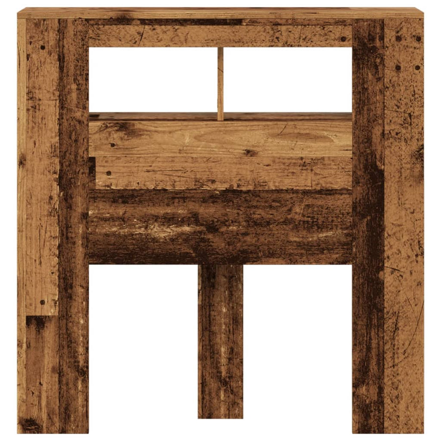 Hoofdeinde met LED 100x18,5x103,5 cm bewerkt hout oud hout