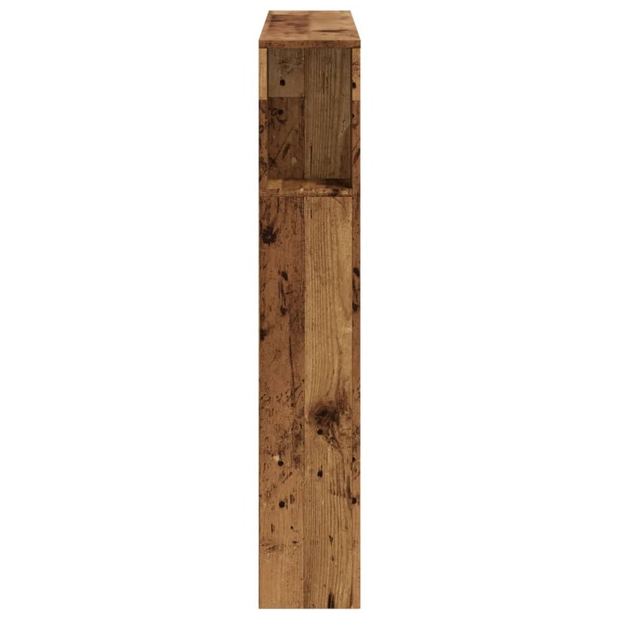 Hoofdeinde met LED 100x18,5x103,5 cm bewerkt hout oud hout