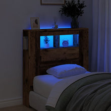 Hoofdeinde met LED 100x18,5x103,5 cm bewerkt hout oud hout