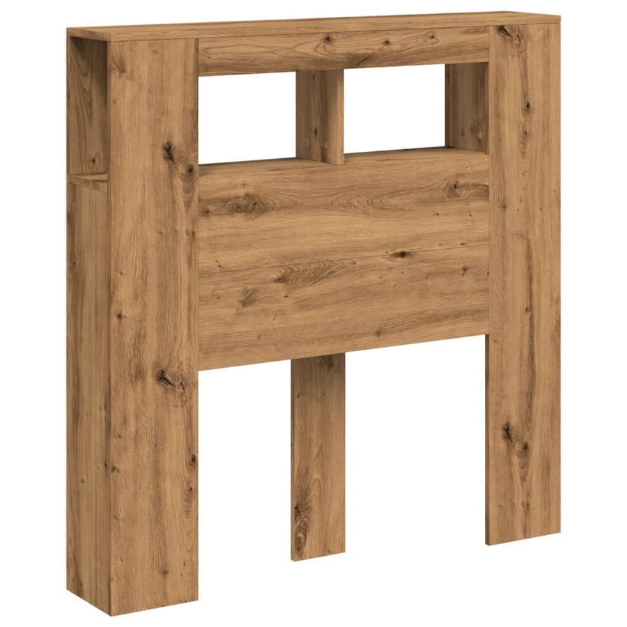 Hoofdeinde met LED 100x18,5x103,5 cm hout artisanaal eikenkleur