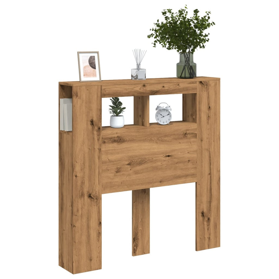 Hoofdeinde met LED 100x18,5x103,5 cm hout artisanaal eikenkleur