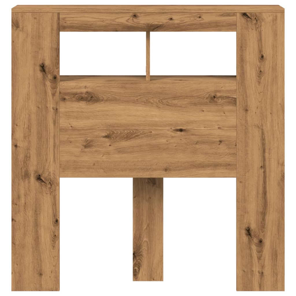 Hoofdeinde met LED 100x18,5x103,5 cm hout artisanaal eikenkleur