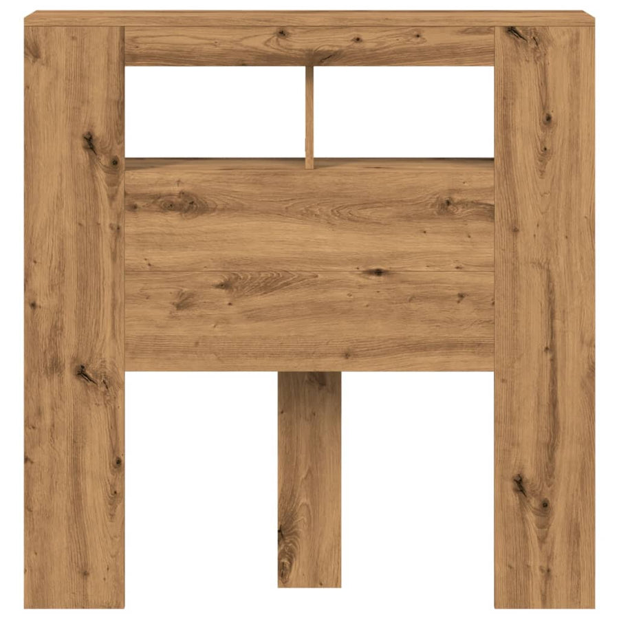 Hoofdeinde met LED 100x18,5x103,5 cm hout artisanaal eikenkleur
