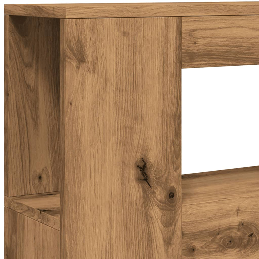 Hoofdeinde met LED 100x18,5x103,5 cm hout artisanaal eikenkleur