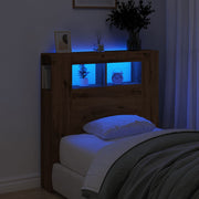Hoofdbord met LED 100x18,5x103,5 cm bewerkt hout eikenkleur