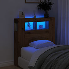 Hoofdeinde met LED 100x18,5x103,5 cm hout artisanaal eikenkleur