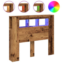 Hoofdeinde met LED 120x18,5x103,5 cm bewerkt hout oud hout
