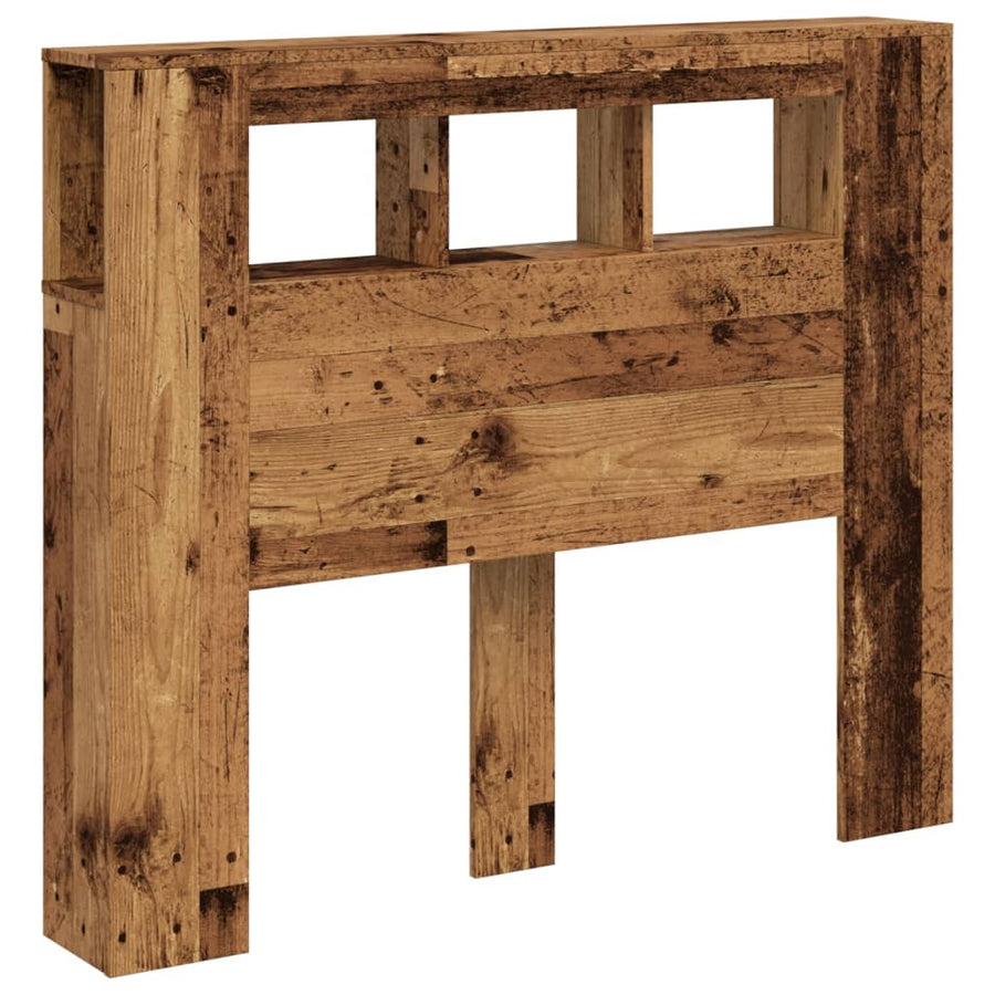 Hoofdeinde met LED 120x18,5x103,5 cm bewerkt hout oud hout