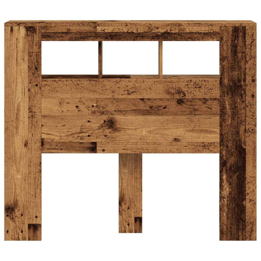 Hoofdeinde met LED 120x18,5x103,5 cm bewerkt hout oud hout