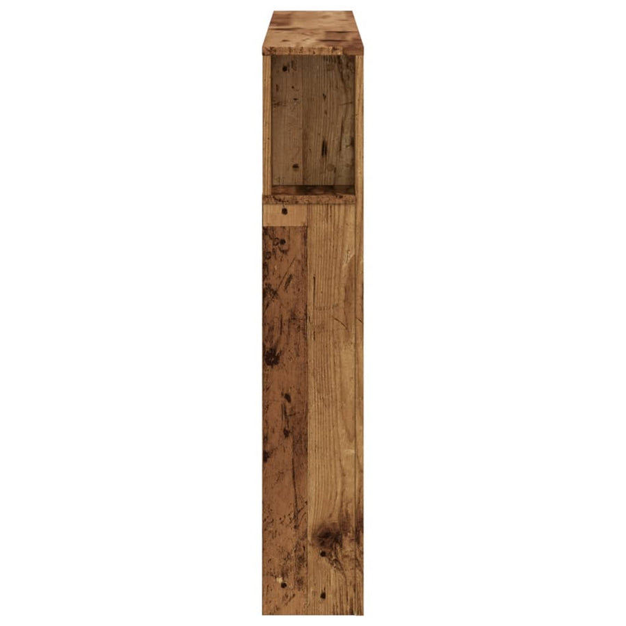 Hoofdeinde met LED 120x18,5x103,5 cm bewerkt hout oud hout
