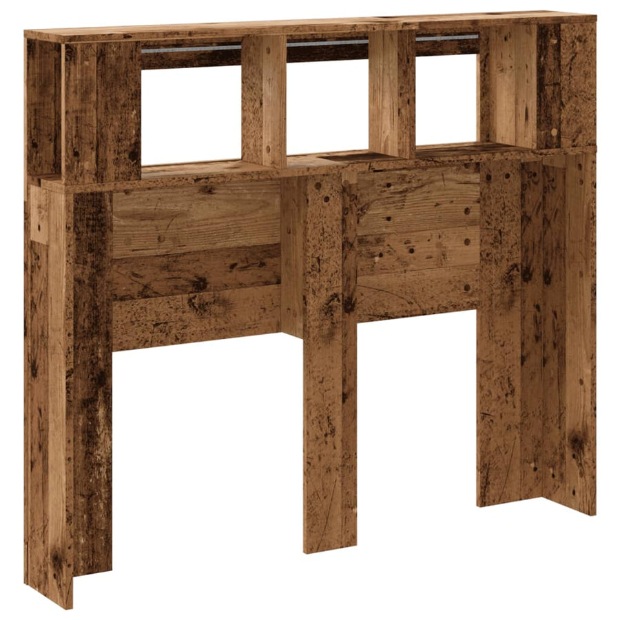 Hoofdeinde met LED 120x18,5x103,5 cm bewerkt hout oud hout