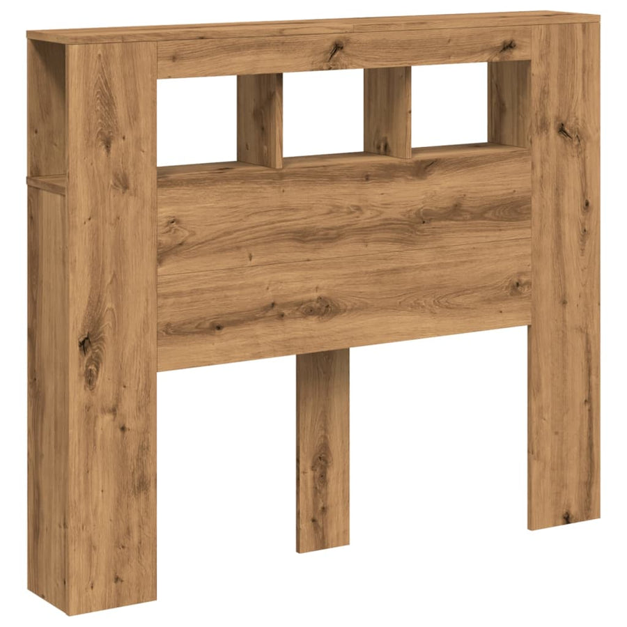 Hoofdeinde met LED 120x18,5x103,5 cm hout artisanaal eikenkleur