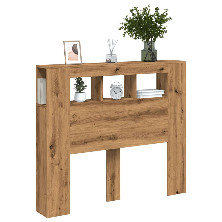 Hoofdeinde met LED 120x18,5x103,5 cm hout artisanaal eikenkleur