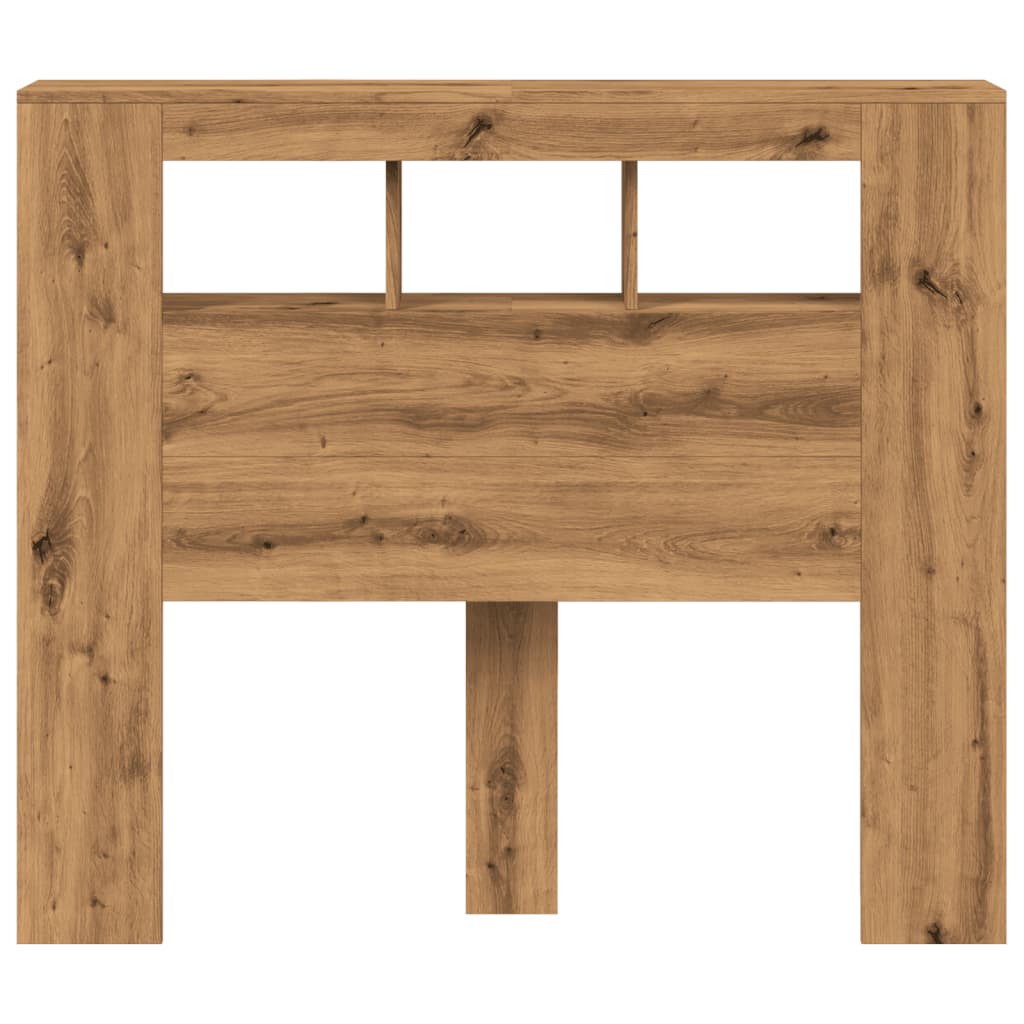 Hoofdeinde met LED 120x18,5x103,5 cm hout artisanaal eikenkleur