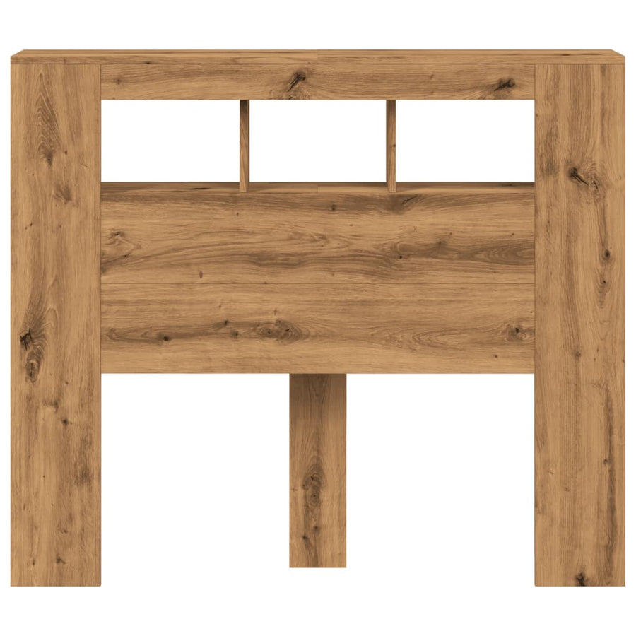 Hoofdeinde met LED 120x18,5x103,5 cm hout artisanaal eikenkleur