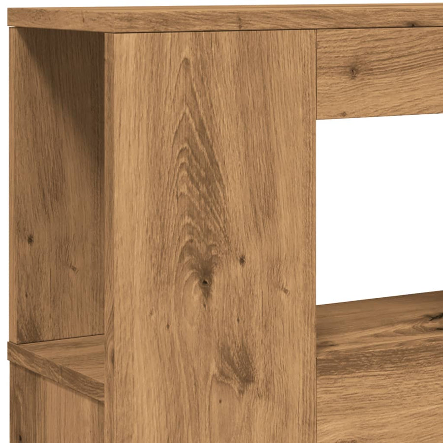 Hoofdeinde met LED 120x18,5x103,5 cm hout artisanaal eikenkleur