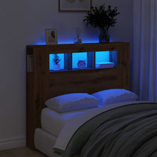 Hoofdeinde met LED 120x18,5x103,5 cm hout artisanaal eikenkleur