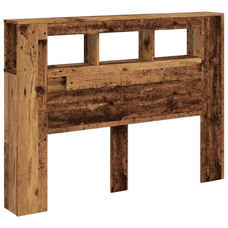 Hoofdeinde met LED 140x18,5x103,5 cm bewerkt hout oud hout