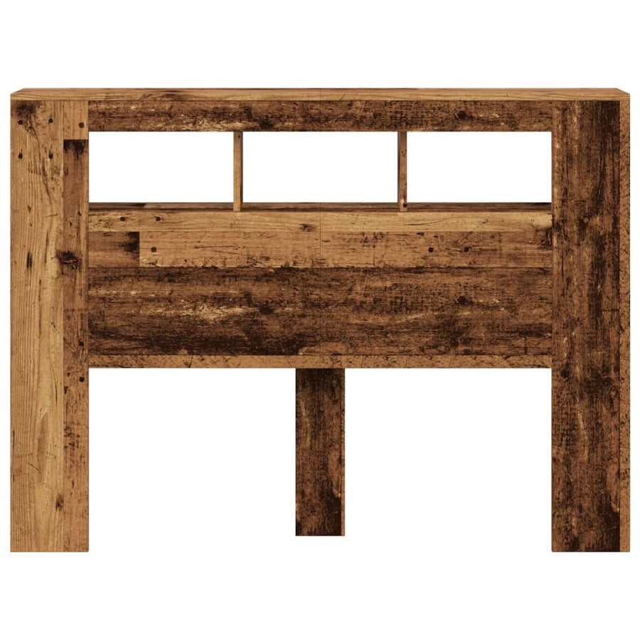 Hoofdeinde met LED 140x18,5x103,5 cm bewerkt hout oud hout