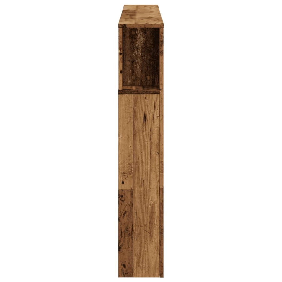 Hoofdeinde met LED 140x18,5x103,5 cm bewerkt hout oud hout