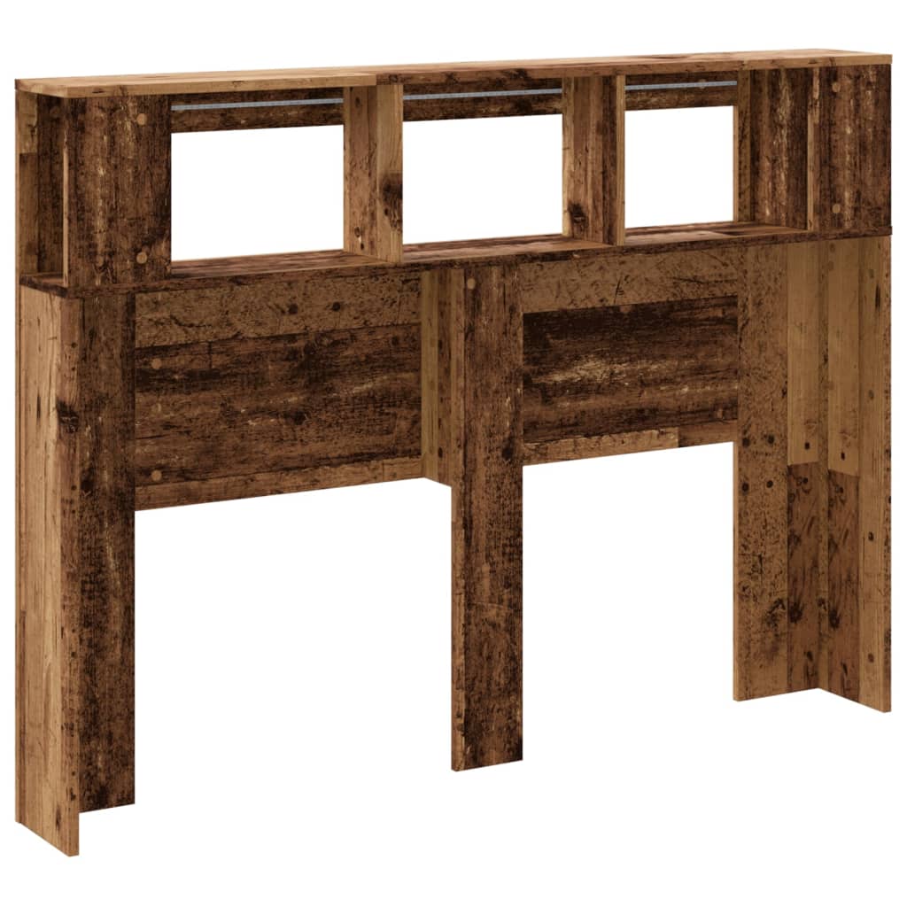 Hoofdeinde met LED 140x18,5x103,5 cm bewerkt hout oud hout