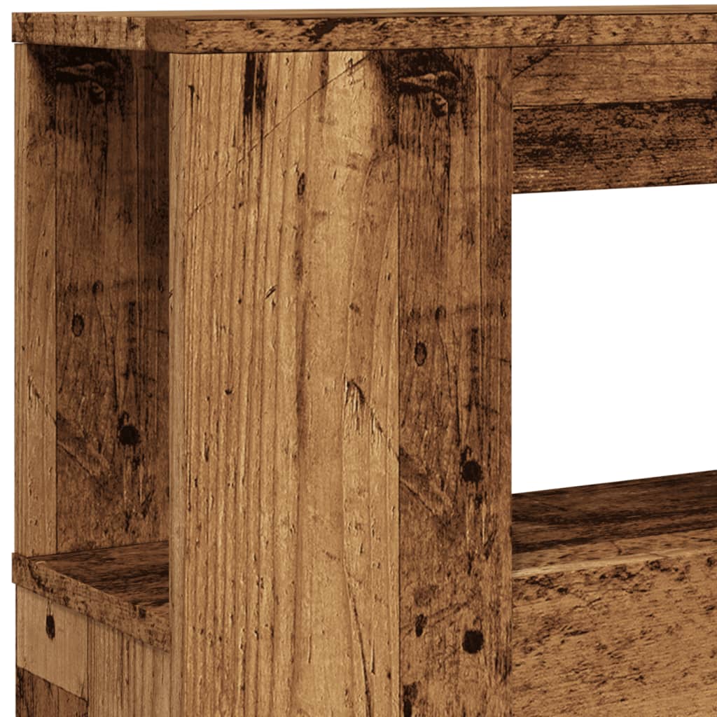 Hoofdeinde met LED 140x18,5x103,5 cm bewerkt hout oud hout
