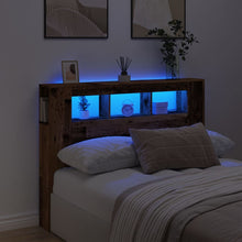 Hoofdeinde met LED 140x18,5x103,5 cm bewerkt hout oud hout