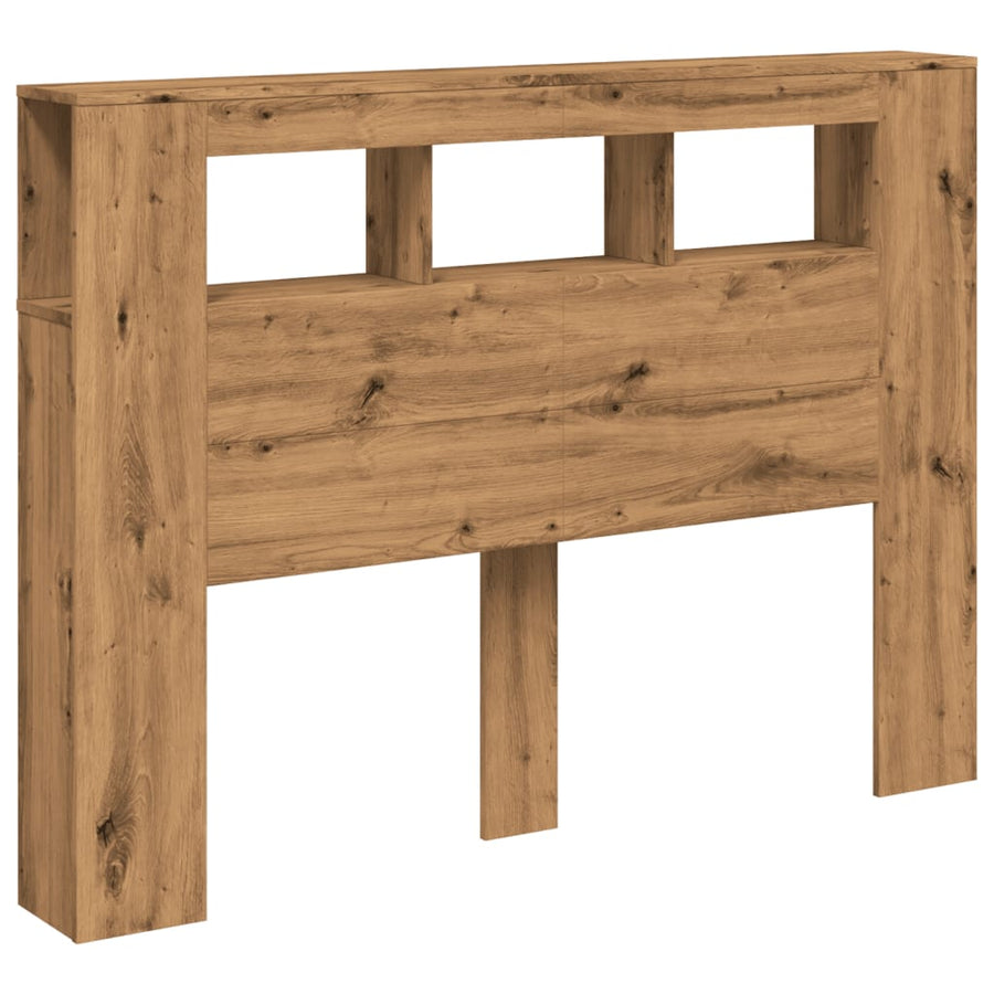 Hoofdeinde met LED 140x18,5x103,5 cm hout artisanaal eikenkleur