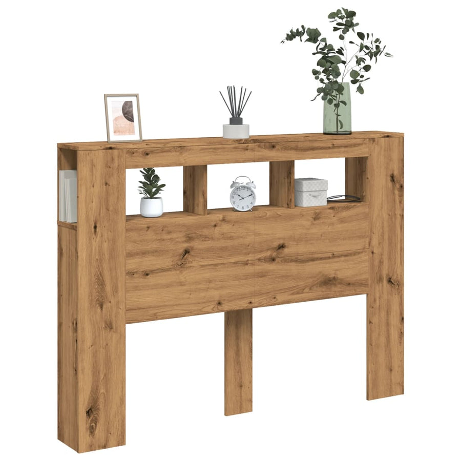 Hoofdeinde met LED 140x18,5x103,5 cm hout artisanaal eikenkleur