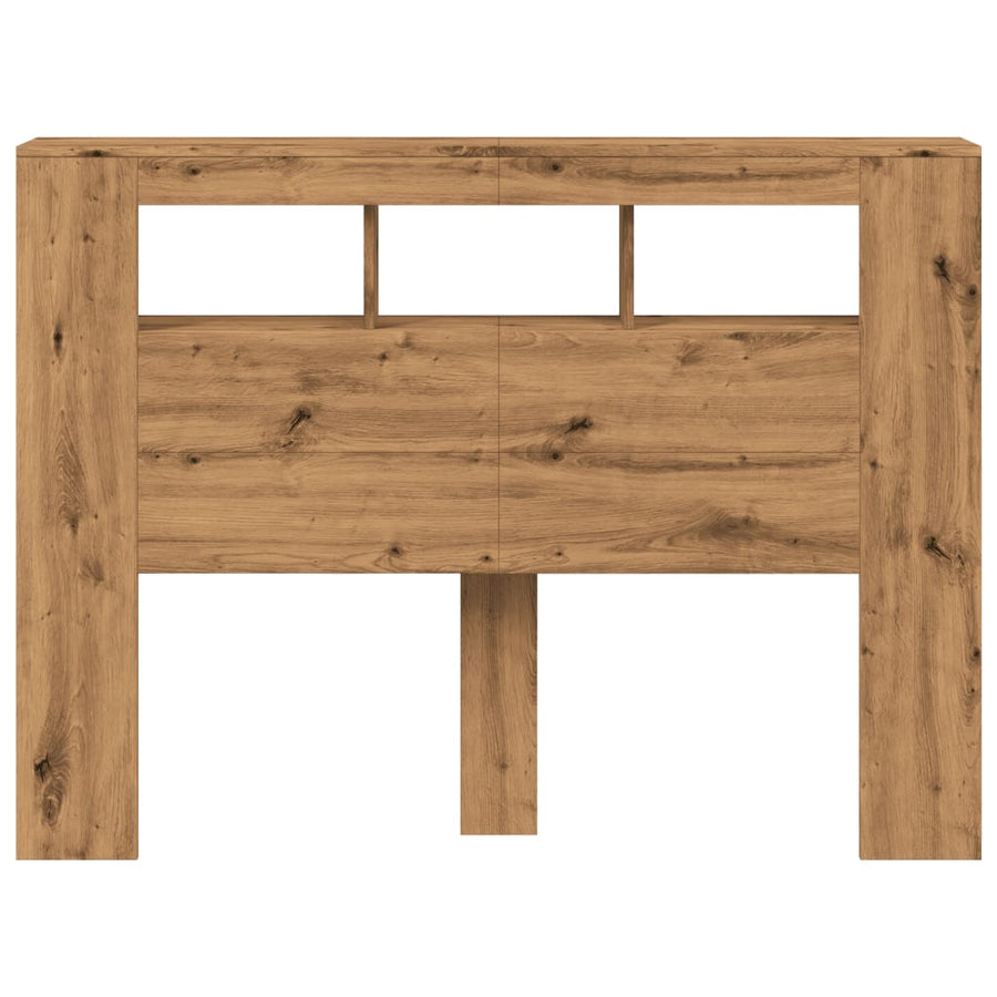 Hoofdeinde met LED 140x18,5x103,5 cm hout artisanaal eikenkleur