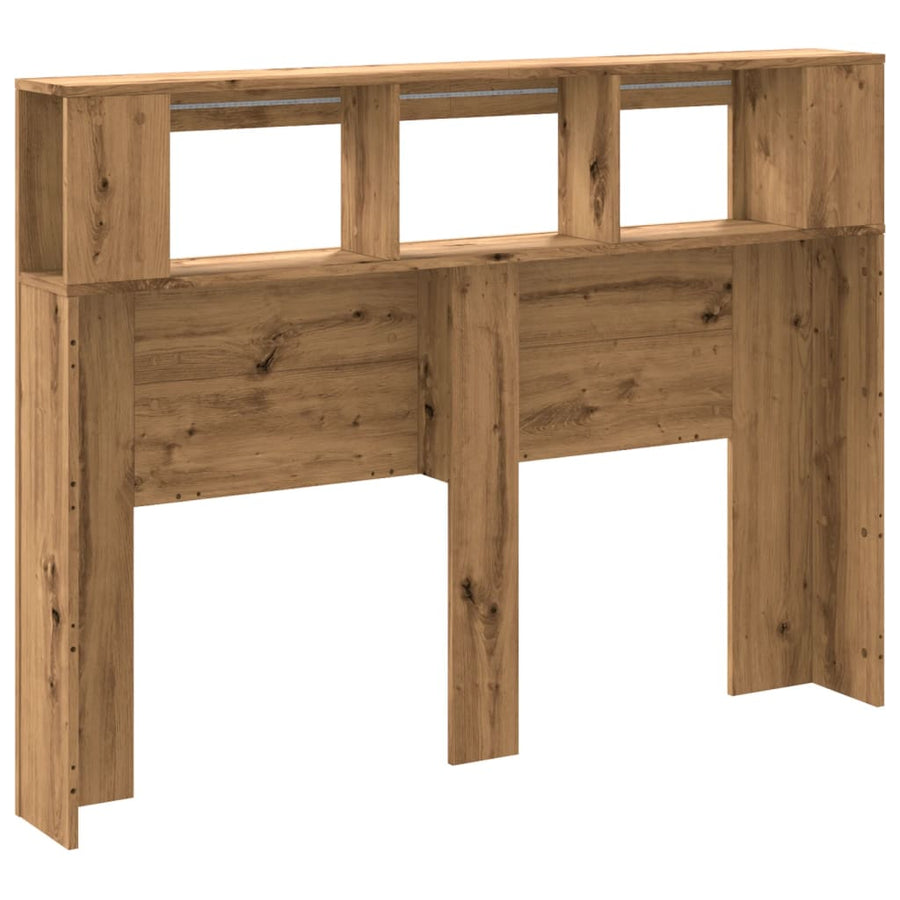 Hoofdeinde met LED 140x18,5x103,5 cm hout artisanaal eikenkleur