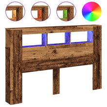 Hoofdeinde met LED 160x18,5x103,5 cm bewerkt hout oud hout