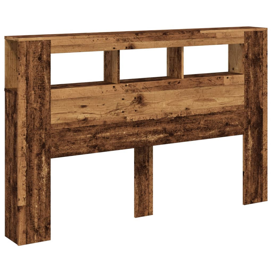 Hoofdeinde met LED 160x18,5x103,5 cm bewerkt hout oud hout