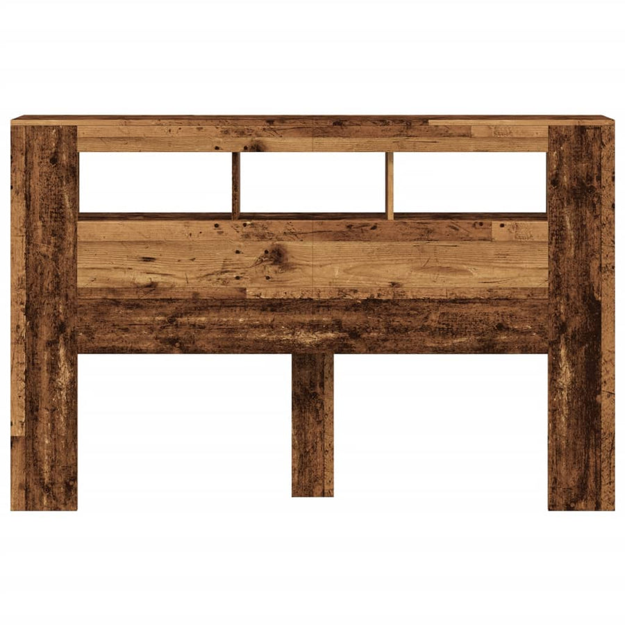 Hoofdeinde met LED 160x18,5x103,5 cm bewerkt hout oud hout