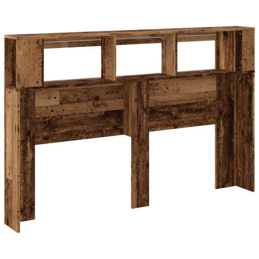 Hoofdeinde met LED 160x18,5x103,5 cm bewerkt hout oud hout