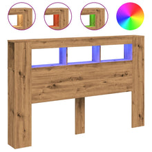 Hoofdeinde met LED 160x18,5x103,5 cm hout artisanaal eikenkleur