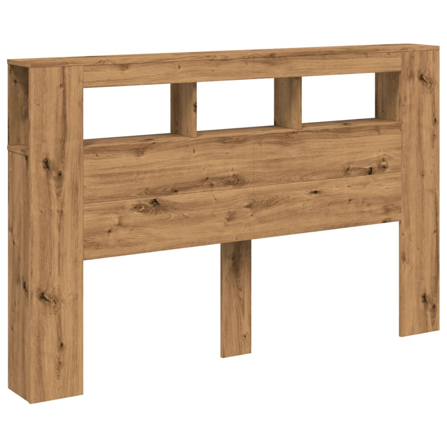 Hoofdeinde met LED 160x18,5x103,5 cm hout artisanaal eikenkleur