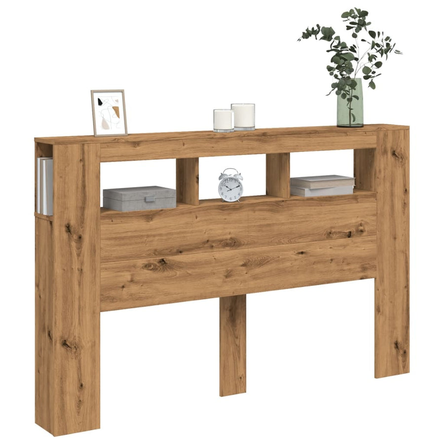 Hoofdeinde met LED 160x18,5x103,5 cm hout artisanaal eikenkleur