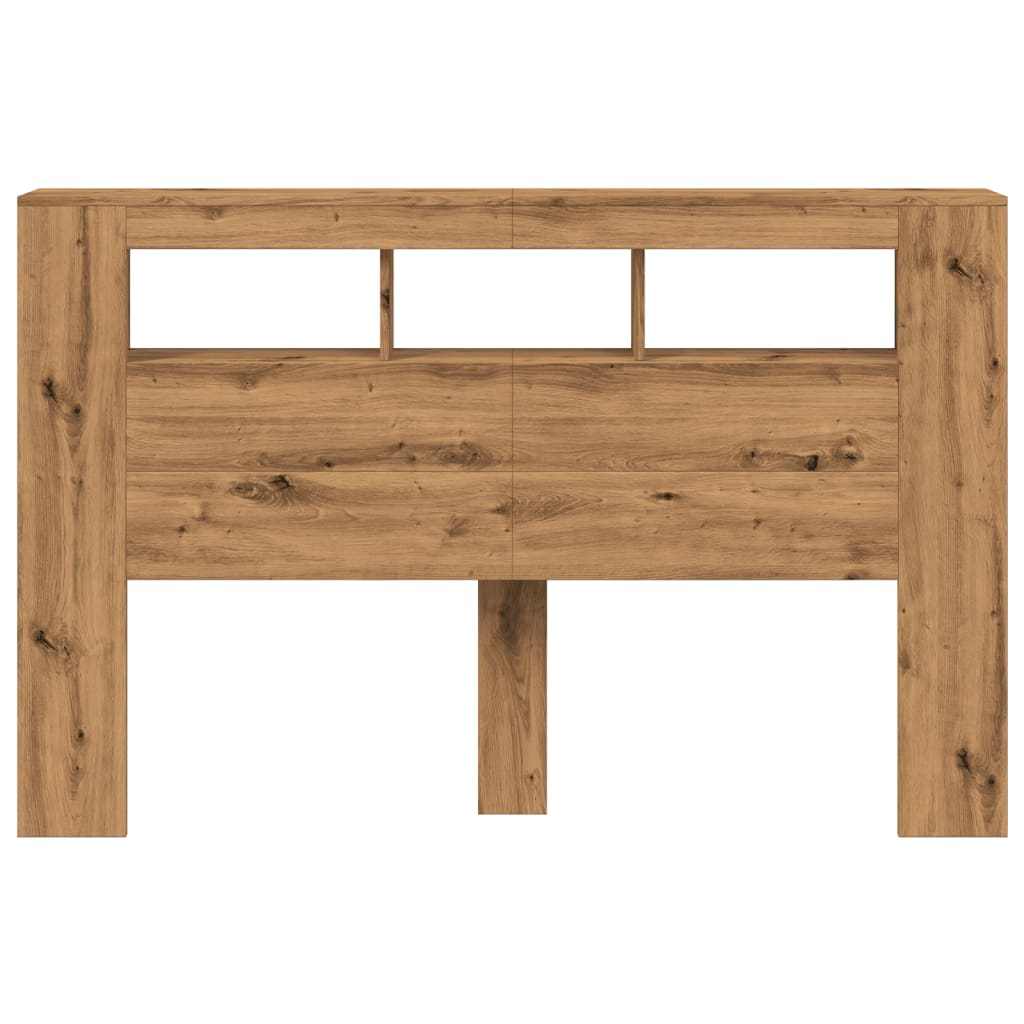 Hoofdeinde met LED 160x18,5x103,5 cm hout artisanaal eikenkleur