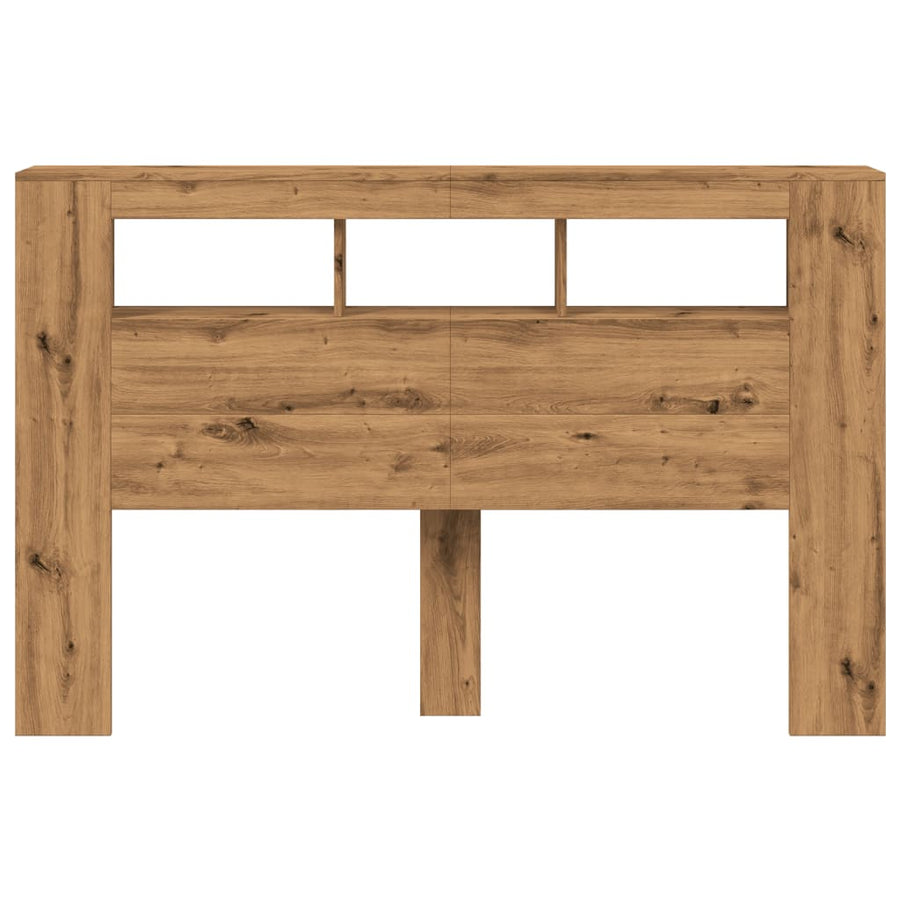 Hoofdeinde met LED 160x18,5x103,5 cm hout artisanaal eikenkleur