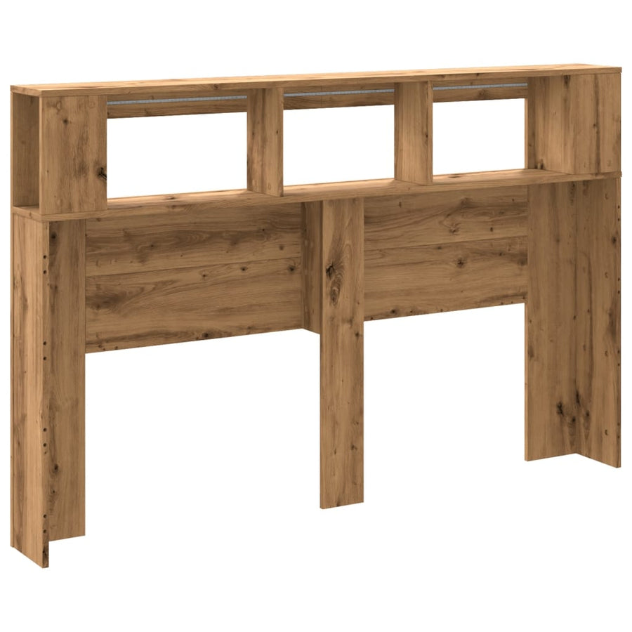 Hoofdeinde met LED 160x18,5x103,5 cm hout artisanaal eikenkleur