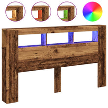 Hoofdeinde met LED 180x18,5x103,5 cm bewerkt hout oud hout